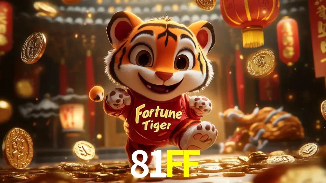 O alegre personagem do Fortune Tiger correndo sobre um caminho de moedas de ouro, simbolizando os grandes prêmios e a diversão do popular jogo de slot do 81FF.